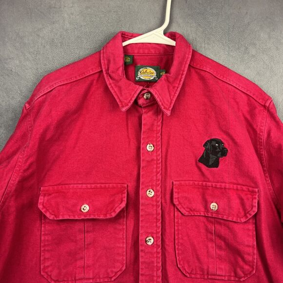 Vintage Cabela’s Brushed Flannel Shacket XL Embroidered Labrador Dog Heavyweight - Picture 8 of 16